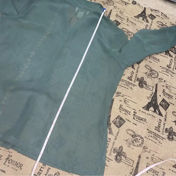 Norton Mcnaughton NWT! Eclipse See Throug Long Sleeve Button Down Blouse Size L - Picture 12 of 14